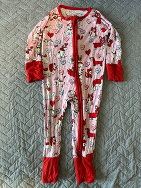 Valentine’s Puppy Love Little Sleepies 0-3M Bamboo Zippy
